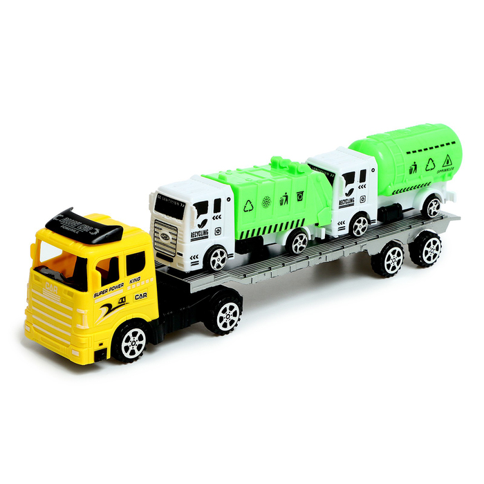 Грузовик «Автовоз», инерция, 2 грузовика в наборе, цвет МИКС, в пакете - Фото 1