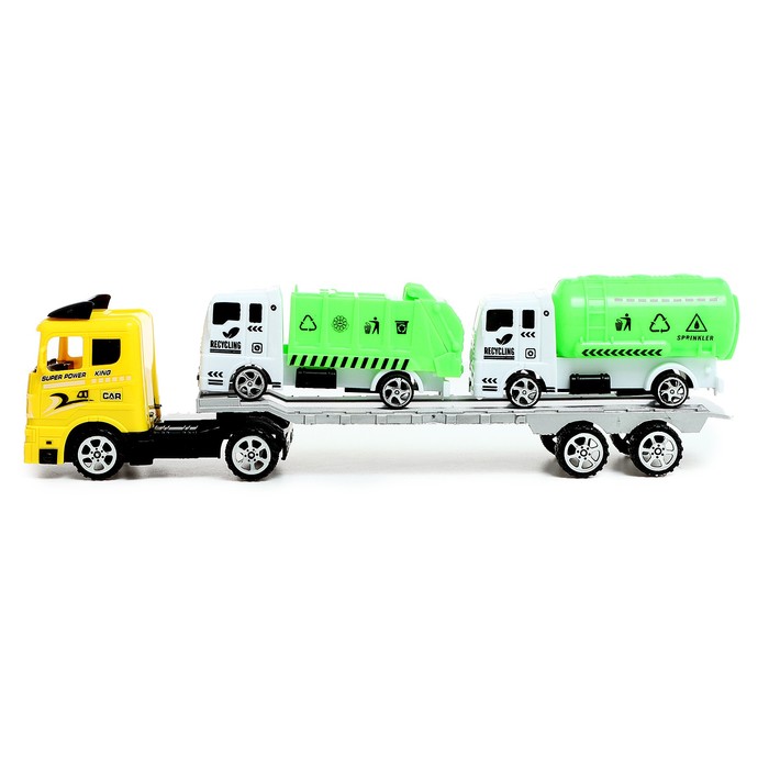 Грузовик «Автовоз», инерция, 2 грузовика в наборе, цвет МИКС, в пакете