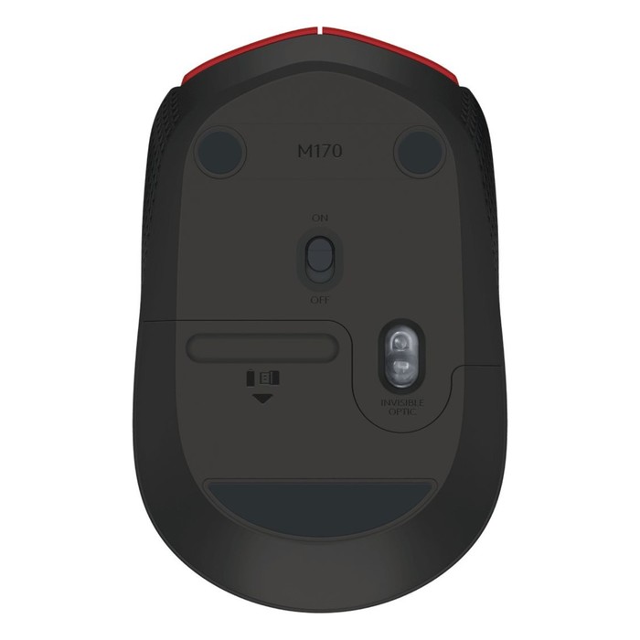 Мышь Logitech M170 красный/черный оптическая (1000dpi) беспроводная USB (2but) - фото 51569439