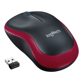 Мышь Logitech M185 черный/красный оптическая (1000dpi) беспроводная USB1.1 для ноутбука (2b   103386