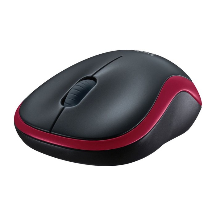 Мышь Logitech M185 черный/красный оптическая (1000dpi) беспроводная USB1.1 для ноутбука (2b   103386 - фото 51544734