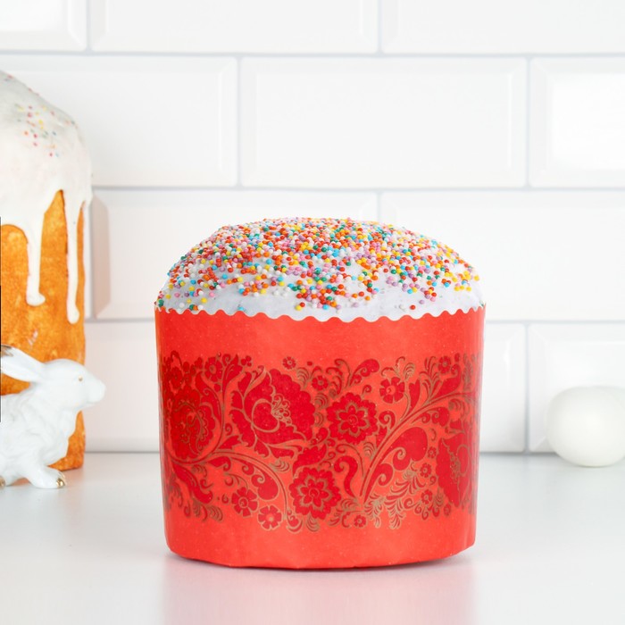 Форма для выпечки кулича бумажная «Красная Пасха», одноразовая, 13.4×10 см, МИКС - Фото 1