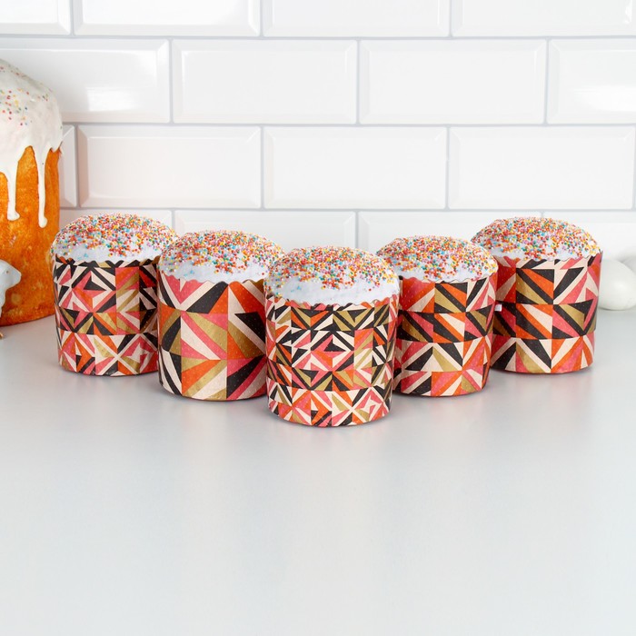 Форма бумажная для кулича «Модерн», 9×9 см, МИКС - Фото 1