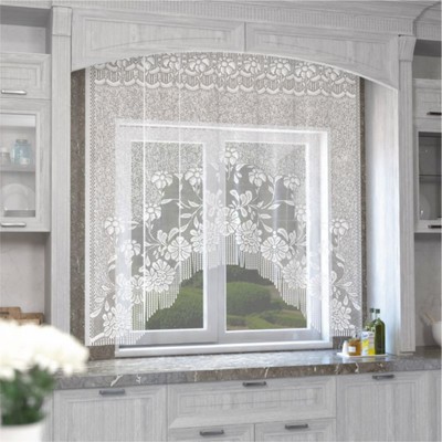 Тюль на кухню без шторной ленты, 170×160 см, цвет белый, 100% полиэстер