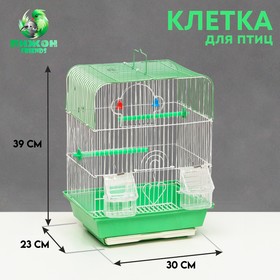 Клетка для птиц укомплектованная Bd-1/2q, 30 х 23 х 39 см, зелёная 10091991