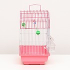 Клетка для птиц укомплектованная Bd-1/4f, 30 х 23 х 39 см, розовая - Фото 2
