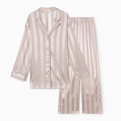Пижама женская (рубашка, брюки) KAFTAN Silk «Полоска», цвет кремовый, размер 48-50