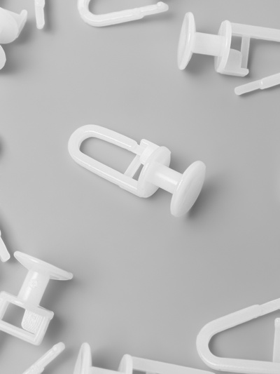 Крючок для штор, гвоздик с замком, 2.5×1.2 см, 20 шт., белый