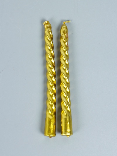 УЦЕНКА Набор свечей витых, 1.5×15 см, 2 шт., золотой металлик