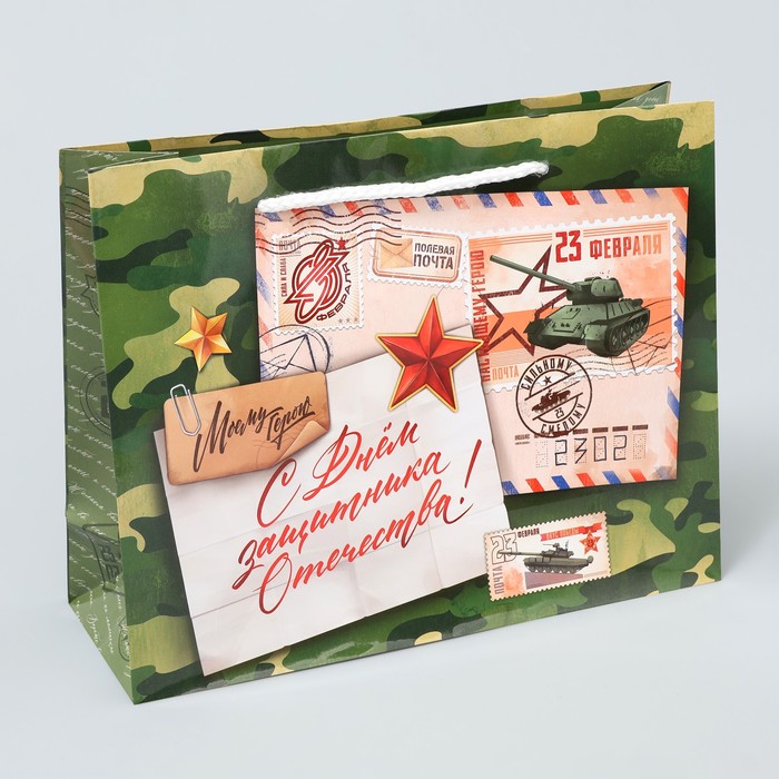 Пакет подарочный ламинированный, упаковка, «Полевая почта», MS 23 х 18 х 8 см - фото 1909496674