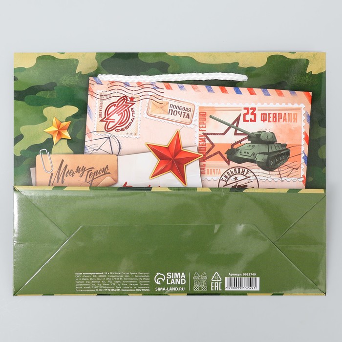 Пакет подарочный ламинированный, упаковка, «Полевая почта», MS 23 х 18 х 8 см - фото 1909496676