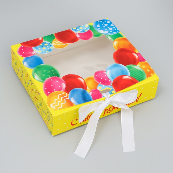 Коробка-фоторамка подарочная складная, упаковка, «С Днём рождения!», 20 х 18 х 5 см