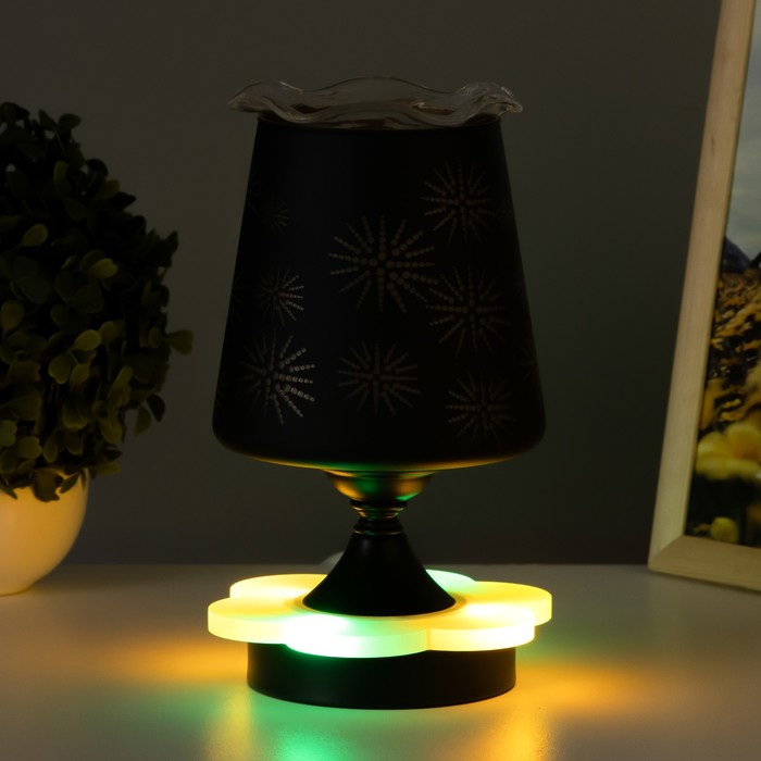 Аромалампа с подсветкой "Круги" E27 40Вт +RGB черный 12,5х12,5х23 см RISALUX - фото 1897774926