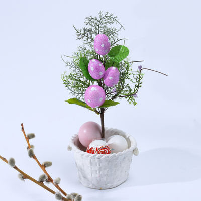 Пасхальный декор «Яйца фиолетового цвета в горошек» 6 × 15 × 30 см