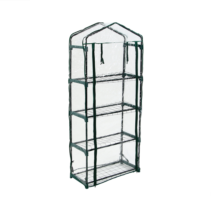 Парник-стеллаж для рассады, металлический, 4 полки, 160×70×30 см, d=16 мм, с чехлом 80 мкм, Greengo