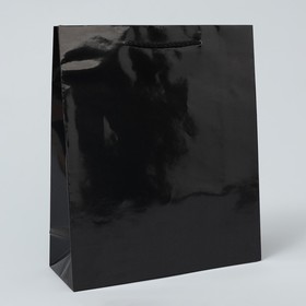 Пакет подарочный ламинированный, упаковка, «Чёрный», ML 21 х 25 х 8 см