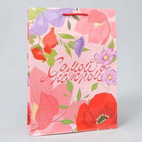 Пакет подарочный ламинированный, упаковка, «Нежность», L 28×38×9 см