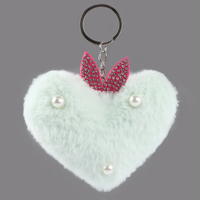 Брелок для ключей на кольце «Сердечко с ушками», на сумку, рюкзак, 7 см, голубой