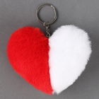 Мягкая игрушка «Сердечко» половинки, на брелоке, 10 см, цвет бело-красный - фото 321109453