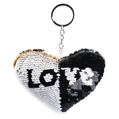 Брелок для ключей на кольце «Пушистик. Сердечко с пайетками», на сумку, рюкзак, 10 см, белый