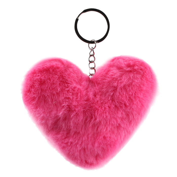 Мягкая игрушка «Сердечко» с бусинами, на брелоке, 10 см, цвет фуксия