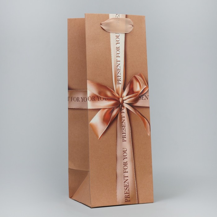 Пакет подарочный под бутылку, упаковка, «Present for you», 9 х 25 х 8.9 см