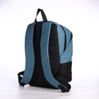 Рюкзак школьный из текстиля на молнии, водонепроницаемый, наружный карман, цвет чёрный/голубой - фото 11145680