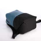 Рюкзак школьный из текстиля на молнии, водонепроницаемый, наружный карман, цвет чёрный/голубой - фото 11145681