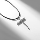 Кулон на шнурке «Крест» гладкий, цвет чернёное серебро на чёрном шнурке, 40 см - фото 321046295