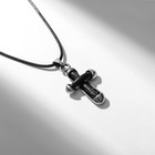 Кулон на шнурке «Крест» кожа, цвет чёрный в чернёном серебре на чёрном шнурке, 40 см - фото 3271731