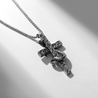 Кулон «Змея» на кресте, цвет чернёное серебро, 70 см - фото 321046307