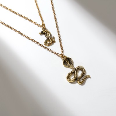 Кулон «Змея» кобра, цвет чернёное золото, L= 60 см