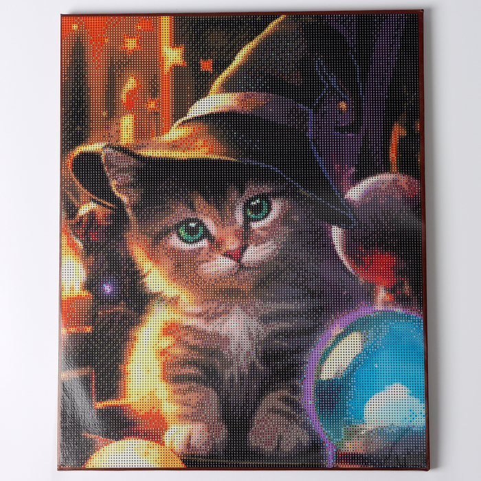 Алмазная вышивка полное заполнение «Котенок в шляпе», на раме, 40×50 см - Фото 1