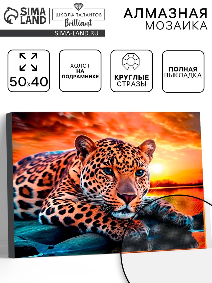 Алмазная вышивка полное заполнение «Гепард», на раме, 40×50 см - Фото 1