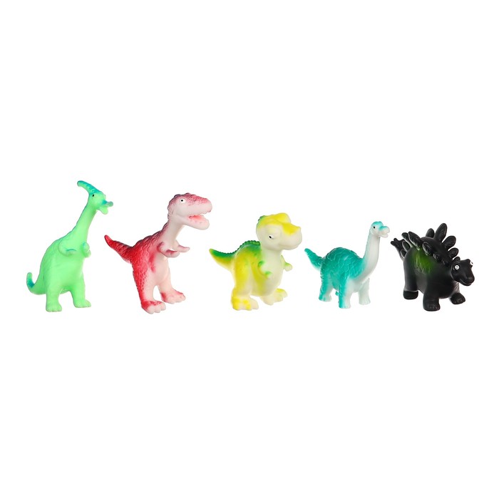 Набор игрушек для ванны «Динозаврики», 10 см, с пищалкой, 5 шт, Крошка Я