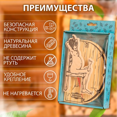 Термометр для бани и сауны «В здоровом теле — здоровый дух», 19×13.5 см, деревянный, «Добропаровъ»