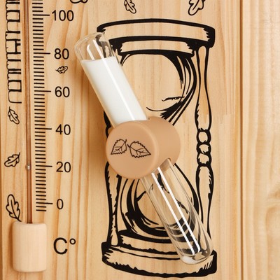 Термометр для бани и сауны «Дом», 28×14 см, деревянный, с песочными часами, «Добропаровъ»