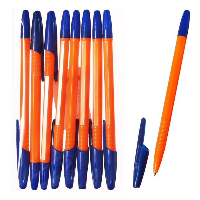 Набор ручек шариковых 8 шт. LANCER Office Style 820 узел 0.5 синий, корп. оранж неон
