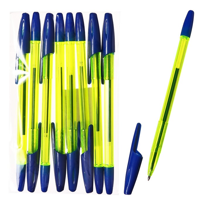Набор ручек шариковых 8 штук LANCER Office Style 820, узел 0.7 мм, синие чернила на масляной основе, корпус зеленый