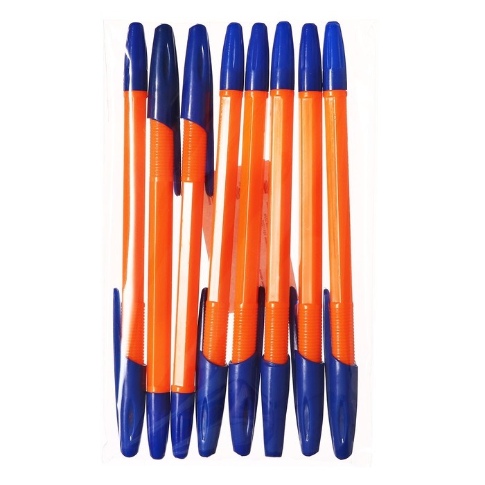 Набор ручек шариковых 8 шт. LANCER Office Style 820 узел 0.7 синий, корп. оранж неон