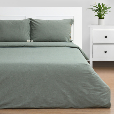 Постельное бельё 2-спальное «Этель» Denim, жатый хлопок, оливковое