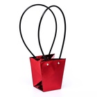 Сумка для цветов Красная металлик, влагостойкая, 12×12 - 8×8 - 12.5 см - Фото 2