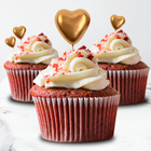 Топперы для торта «Сердечки», 12 см, золотой - Фото 1