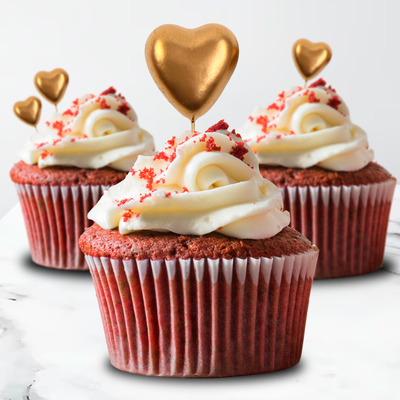 Топперы для торта «Сердечки», 12 см, золотой