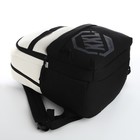 Рюкзак молодёжный из текстиля на молнии, 3 кармана, сумка, держатель для чемодана, цвет чёрный/белый - Фото 7