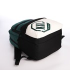 Рюкзак школьный из текстиля на молнии, 3 кармана, сумка, держатель для чемодана, цвет чёрный/зелёный - фото 11146565