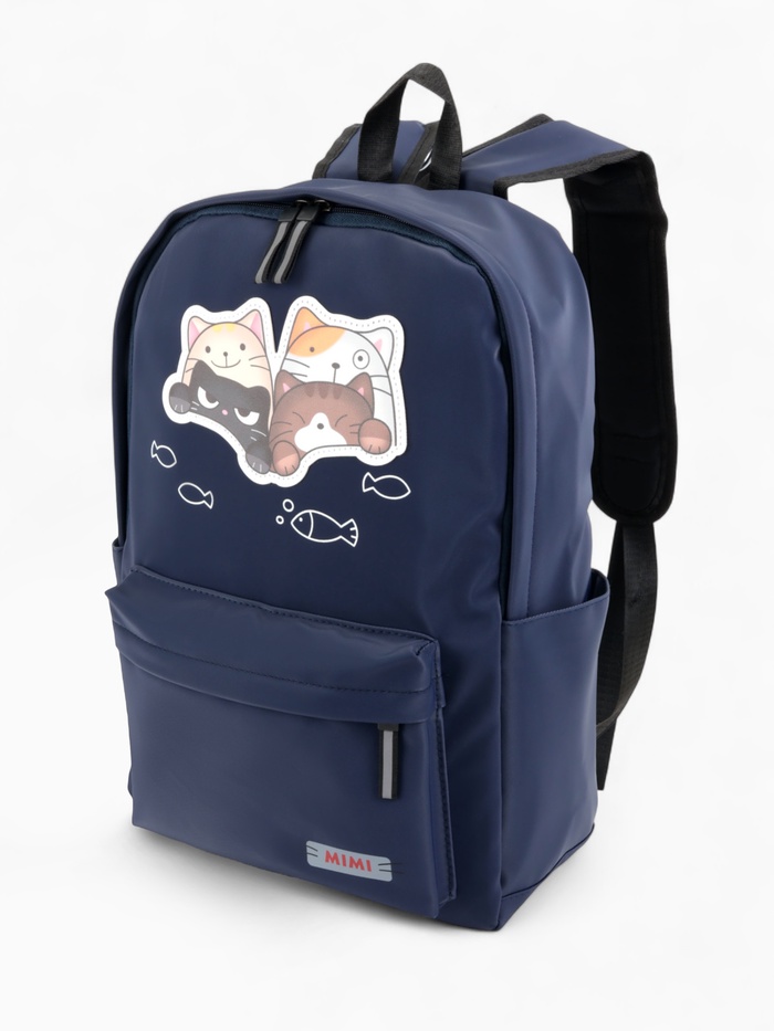 Рюкзак школьный на молнии, с карманами, с принтом, размер 31×13×43 см, синий - Фото 1