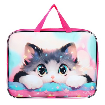 Папка для труда, А4, текстильная, 35×27×7 см «Котик корея»