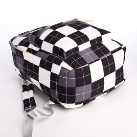 Рюкзак молодёжный из текстиля на молнии, 3 кармана, цвет чёрный/белый