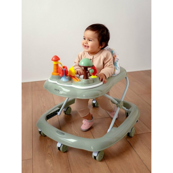 Ходунки детские AmaroBaby Running Baby, с электронной игровой панелью, цвет зелёный